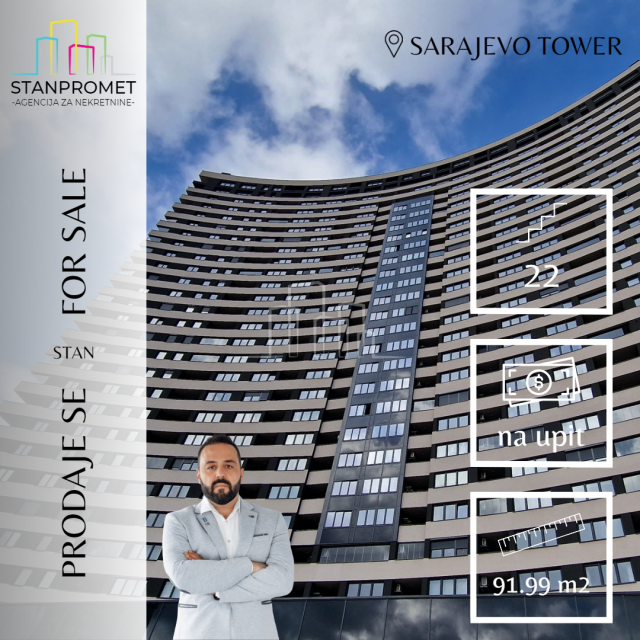 Trosoban stan Sarajevo Tower 91. 99m2 prodaja Novo Sarajevo