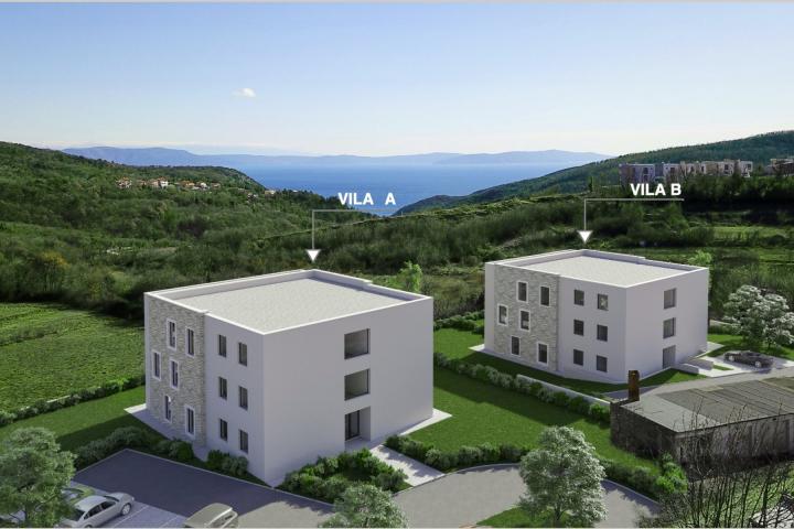 Istra, Labin - prekrasni trosobni stan u urbanoj villi, A4 1. kat, NKP 81. 74 m2 - pogled na more