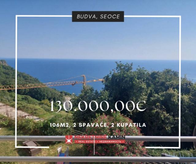 Dvosoban stan, pogled na more, Budva, Seoce 106m2-130000€