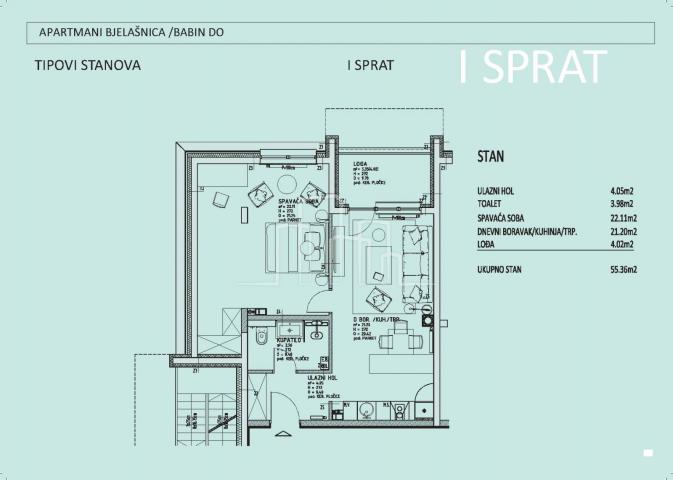 Apartment Bjelašnica Trnovo , Sarajevo, Bjelašnica SPC Trnovo, 55,36m2