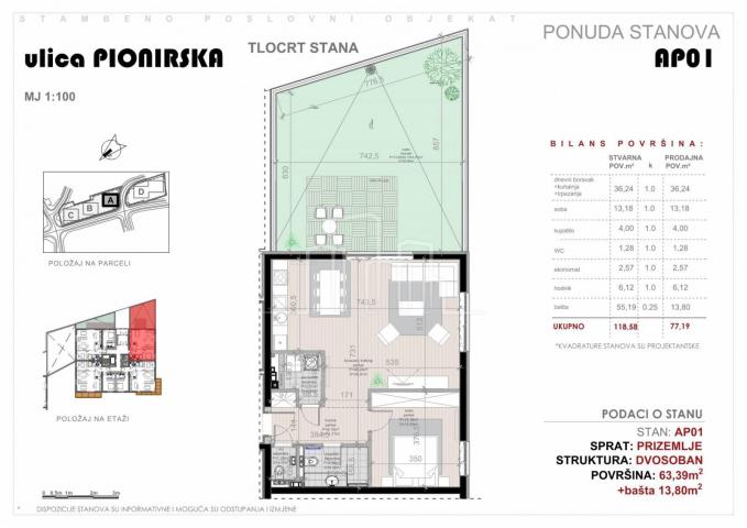 Wohnung Centar, Sarajevo, Pionirska dolina, 91,10m2
