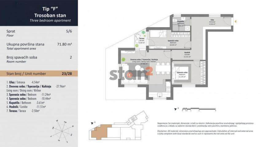 PRODAJE SE - NOVOGRADNJA NA PALILULI - 71, 8 M2