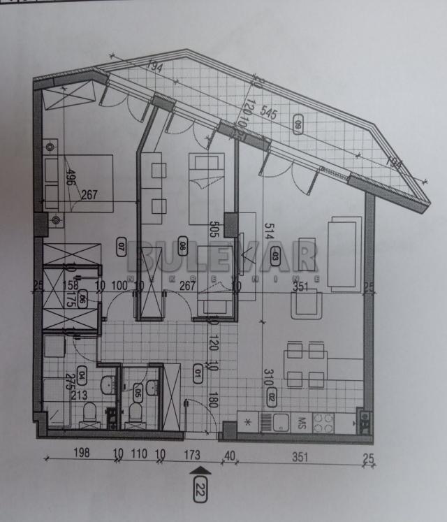 Kragujevac, stan na trećem spratu u ekskluzivnoj zoni 82, 57 m2, u izgradnji