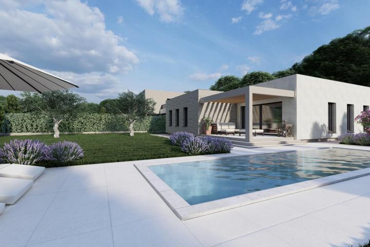 Istra, Klarići, predivna moderna kamena kuća s bazenom okružena zelenilom