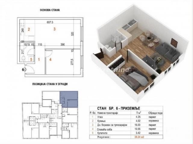Podbara-Direktna prodaja-Jednoiposoban stan 38 m2 na poželjnoj top lokaciji-mogućnost povrata PDV-a-