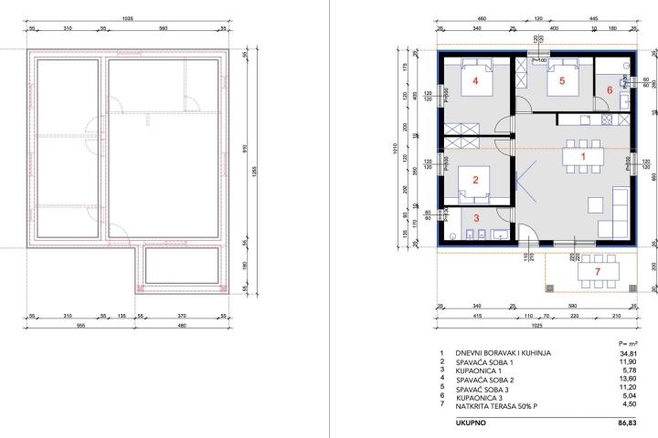 Istra, Čabrunići, građevinsko zemljište 352m2 s glavnim projektom i pravomoćnom dozvolom za gradnju