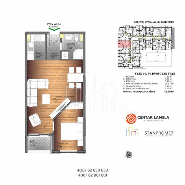 Wohnung Istočno Sarajevo, Sarajevo, 59,64m2