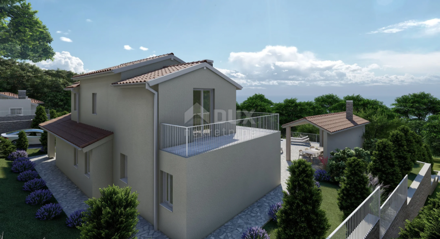 OPATIJA, LOVRAN, IKA - villa 230 m2 s panoramskim pogledom na more i bazenom + uređena okućnica 930 