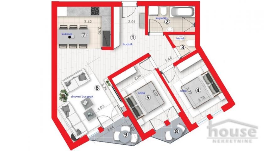 Stan NOVI SAD, PODBARA, kv: 74, € 187870, ID: 1061401