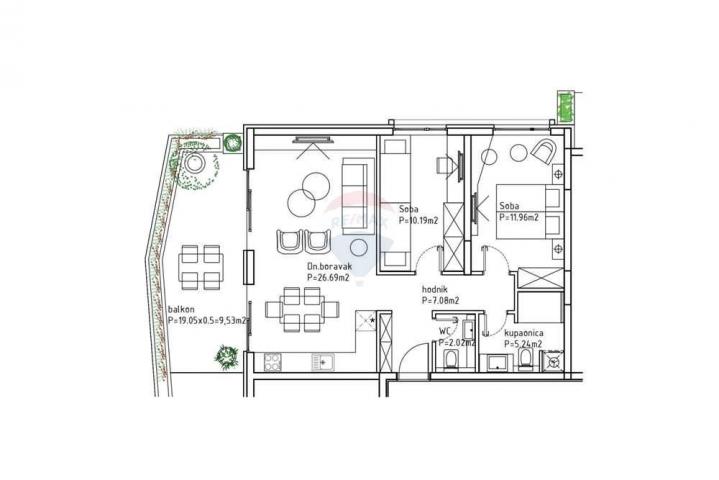 Wohnung Makarska, 72,71m2