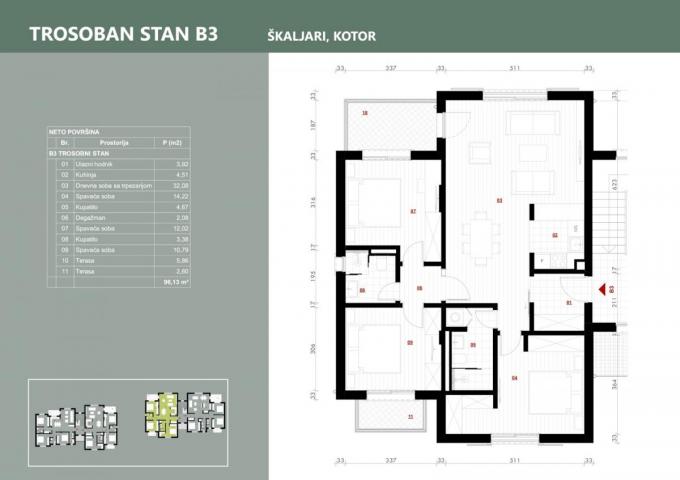 Three-bedroom apartment for sale-Kotor