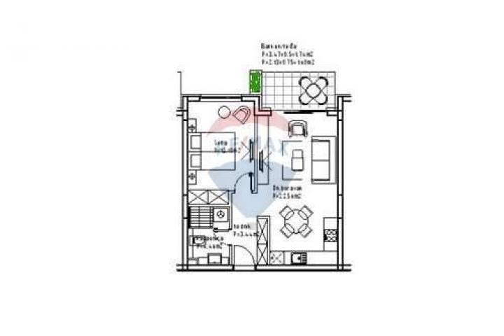 Wohnung Makarska, 45,89m2