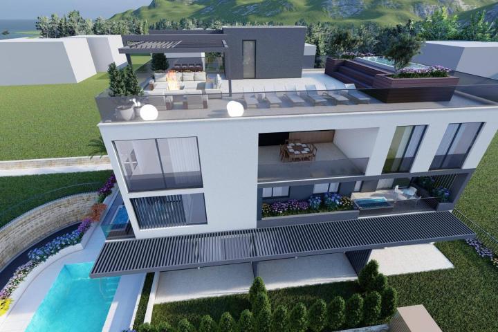 Zadar, Sukošan, predivan penthouse s krovnom terasom, prvi red uz more, NKP 104, 04 m2