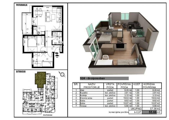 NOVI SAD - TELEP - 55. 44 m2