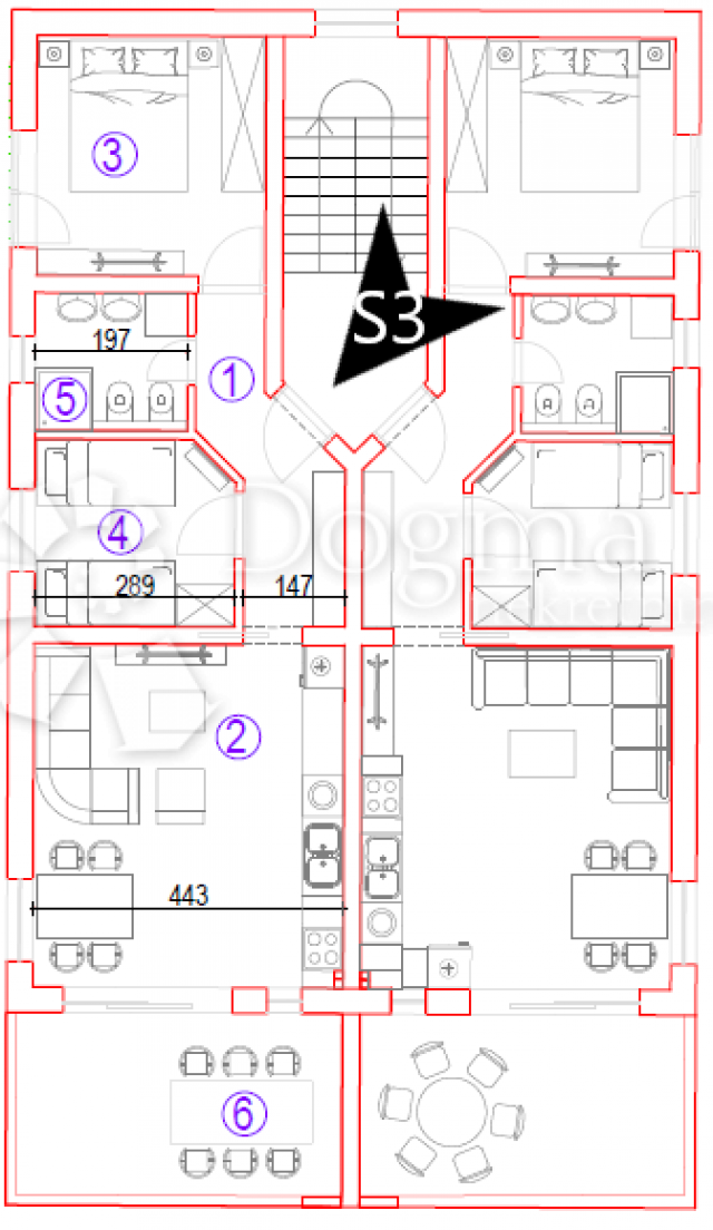 Wohnung Pag, 57,73m2