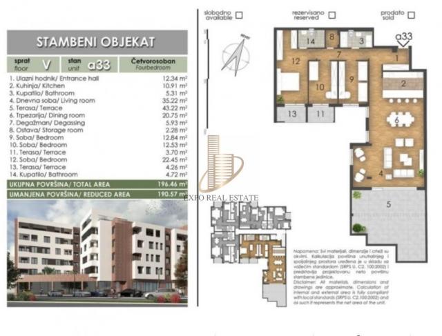 Za prodaju 4, 0 stan od 196m2 - terasa 43m2 - Telep