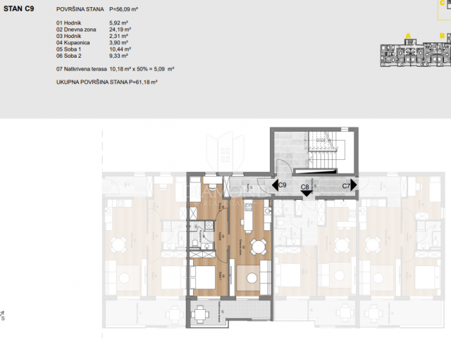 Labin, new building, two-room apartment on the second floor