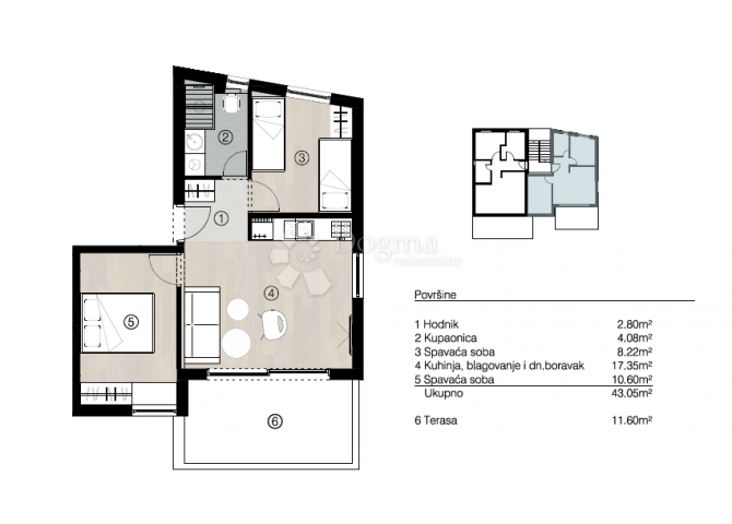 Wohnung Povljana, 64,36m2