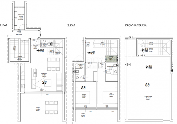 ZADAR, PRIVLAKA – Erstaunliches zweistöckiges Penthouse mit einer geräumigen Dachterrasse, 120 Meter