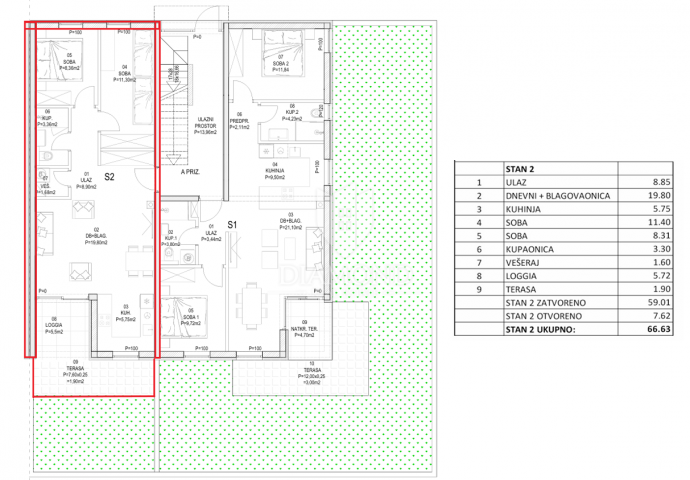 Barban, new building, two-room apartment on the ground floor