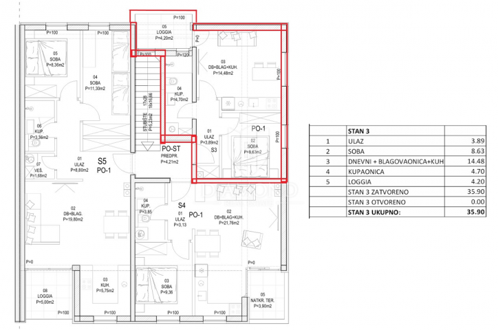 Barban, Neubau, Ein-Zimmer-Wohnung im ersten Stock