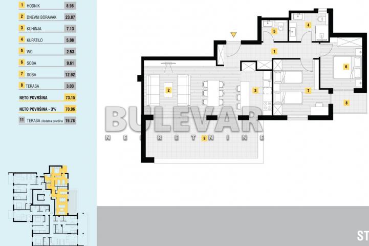 Penthaus u blizini bolnice 91 m2