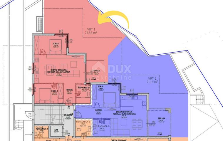 OPATIJA, ZENTRUM - Wohnung mit Garten in einem neuen Gebäude im Zentrum von Opatija mit Garage, Meer