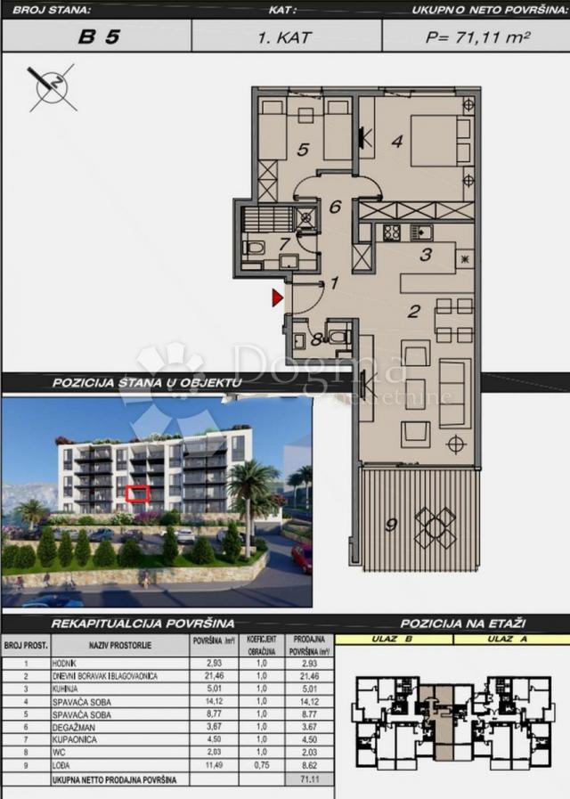 Wohnung Makarska, 52,70m2