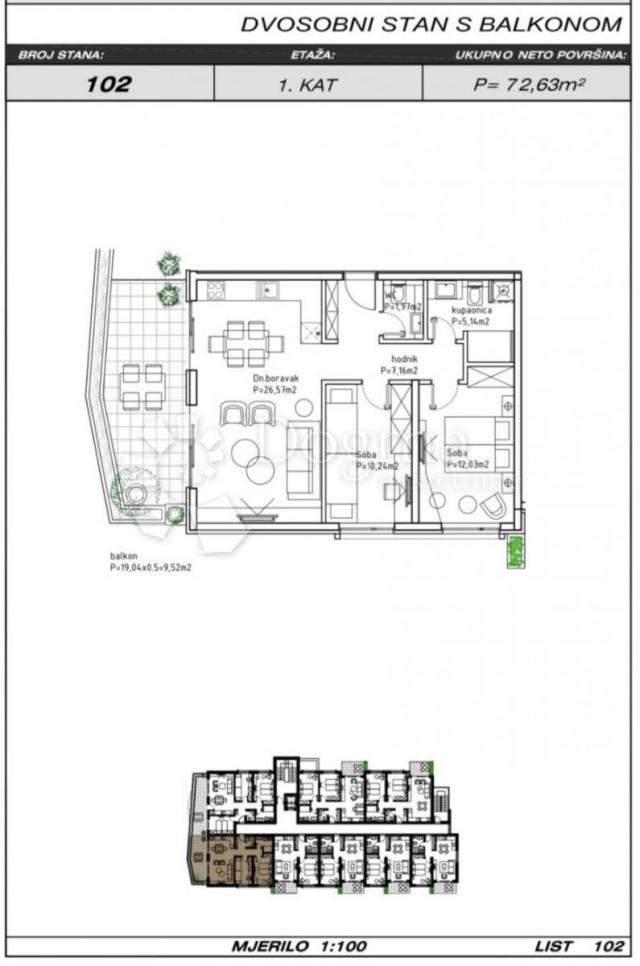 Wohnung Makarska, 70,90m2