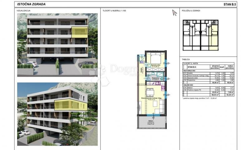 Wohnung Makarska, 51,63m2