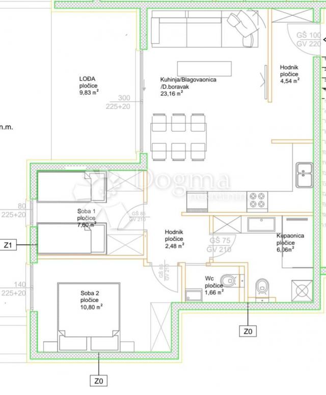 Flat Čiovo, Trogir, 56,14m2