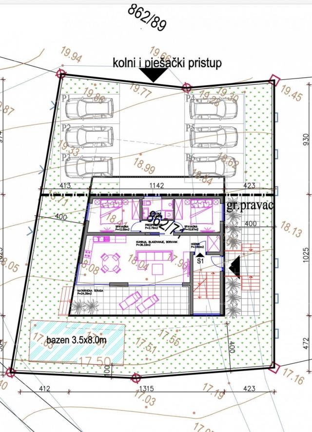 Building land Mukalba Medulin, land with a building permit for the construction of a residential bui