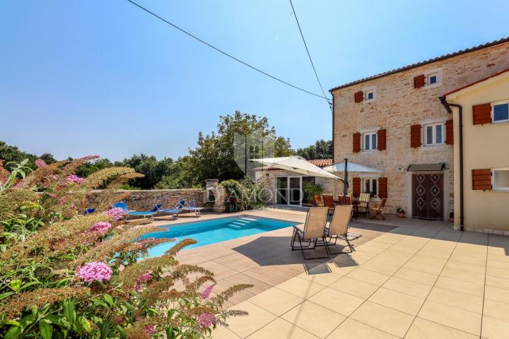 Rovinj, surroundings, stone house with a swimming pool and a spacious garden