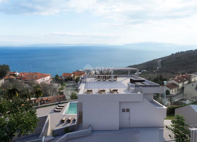 OPATIJA, BREGI - Erdgeschosswohnung 70m2 mit Panoramablick auf das Meer und Schwimmbad + Garten 150m