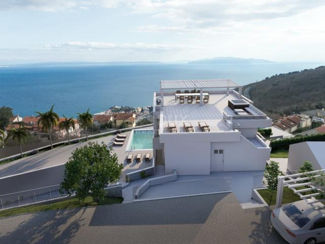 OPATIJA, BREGI - Erdgeschosswohnung 70m2 mit Panoramablick auf das Meer und Schwimmbad + Garten 150m