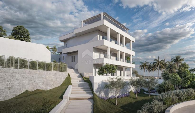 OPATIJA, BREGI - Erdgeschosswohnung 70m2 mit Panoramablick auf das Meer und Schwimmbad + Garten 150m