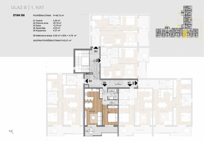 Labin, center - new building 1 bedroom + living room, 51 m2