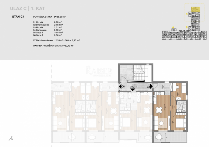 Labin, center - 2 bedroom apartment with terrace, 63 m2