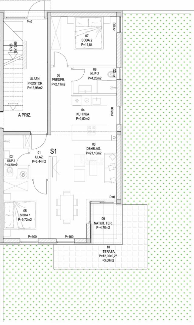 Barban - novogradnja, 2S+DB s terasom, 73 m2