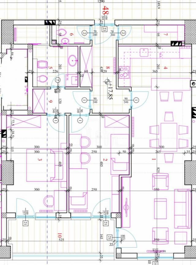 Stan dvije spavaće sobe Novogradnja 89, 67m² Sprat 4  Novogradnja