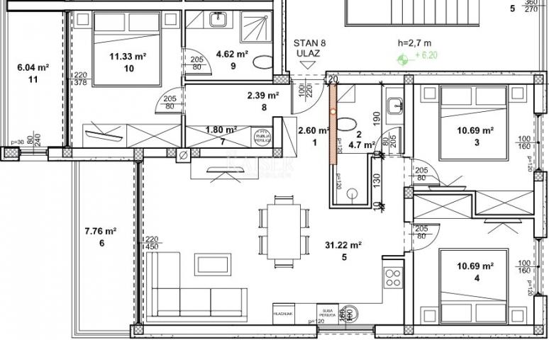 Žminj - Neubau, 3 Schlafzimmer, 80 m2