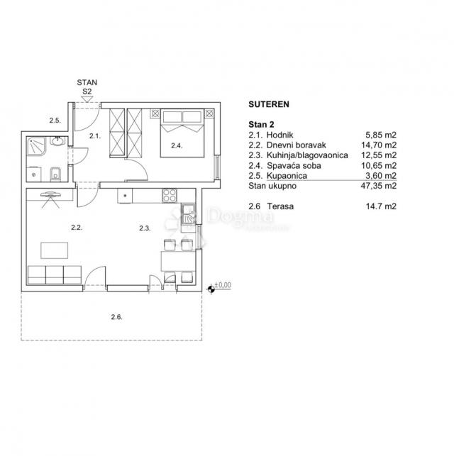 Wohnung Zamet, Rijeka, 62m2