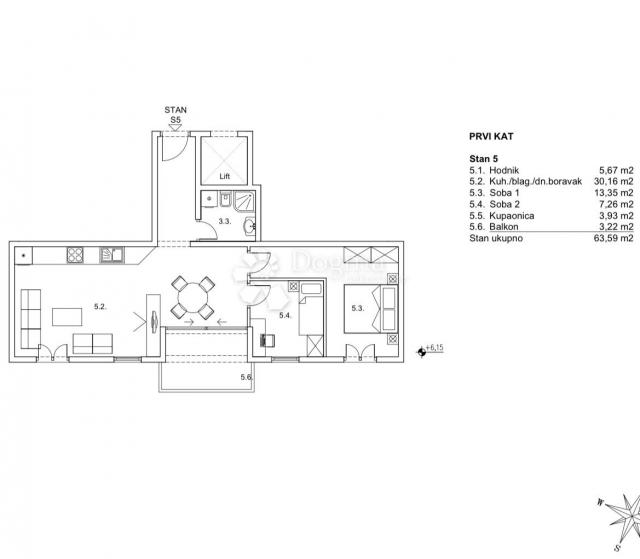 Wohnung Zamet, Rijeka, 63,59m2