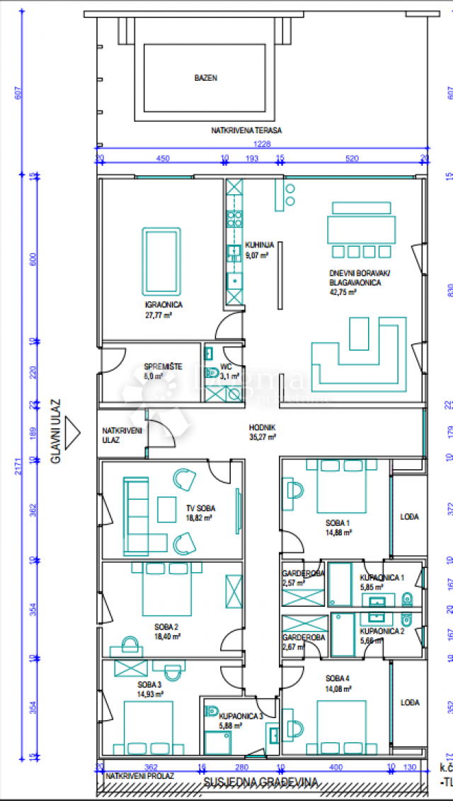 DUGI OTOK - MODERNA VILA 362 m2 BLIZU MORA