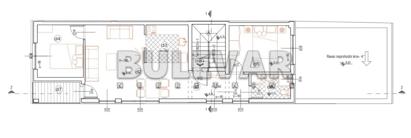 Lep 2. 5 stan, blizu Doma zdravlja , 60m2, 2 sprat plus 25 m2 terasa sa lepim pogledom