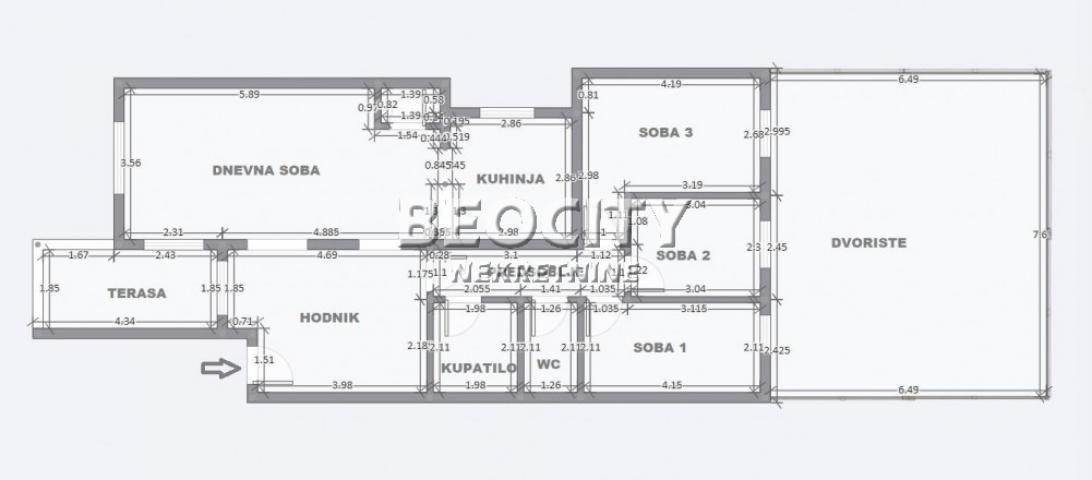 Zvezdara, Mirijevo, Rudi Čajaveca, 4. 0, 94m2, 185000EUR + dvorište