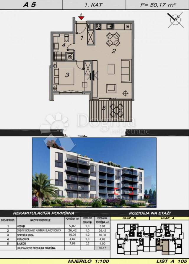 Flat Makarska, 52,70m2