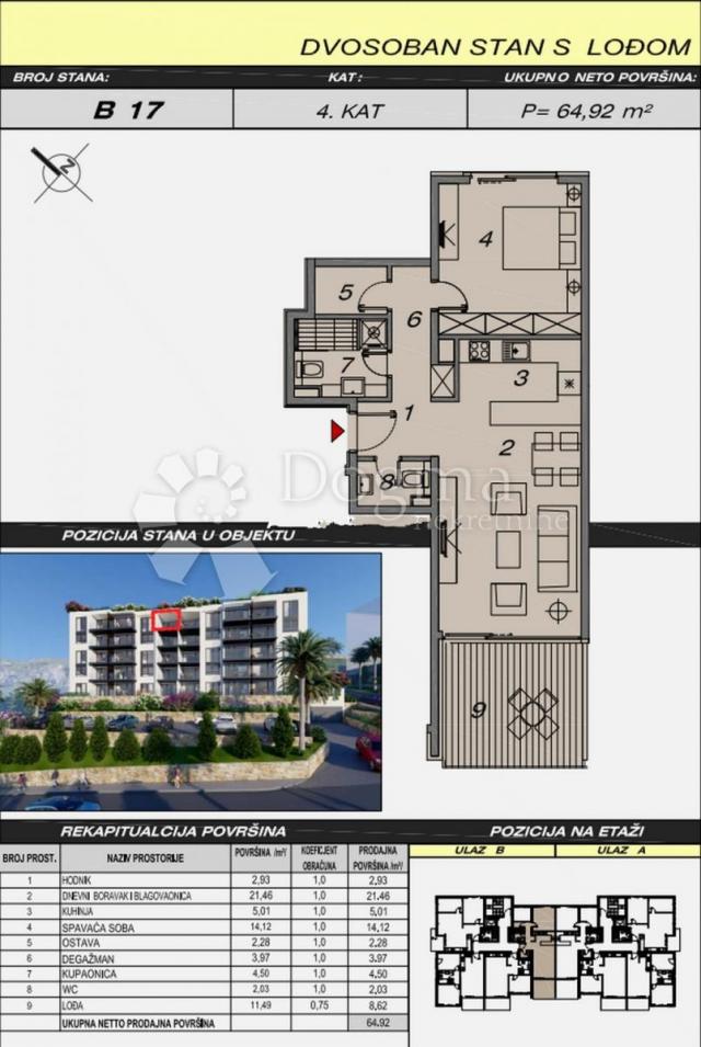 Flat Makarska, 52,70m2