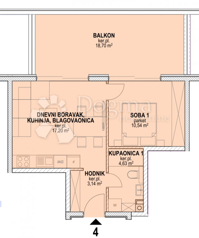 Wohnung Povljana, 98,76m2