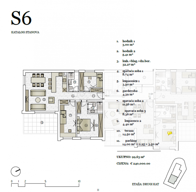 Wohnung Vodice, 83,21m2